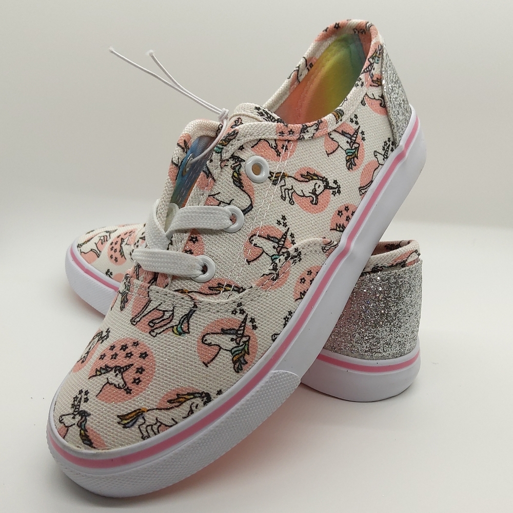 Girl's Rainbow Unicorn Canvas Sneakers NWT - 2